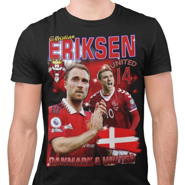 Christian Eriksen Svart united t-shirt  manchester utd Danmark