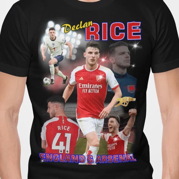 Declan Rise Svart t-shirt Arsenal & England spelare Medium