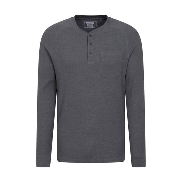 Mountain Warehouse Mens Selby Waffle Henley T-Shirt Charcoal XXL