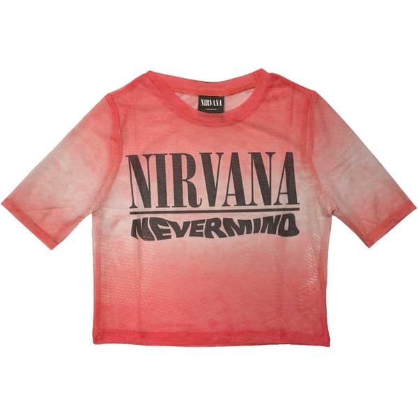 Nirvana Womens/Ladies Nevermind Wavy Mesh Logo Crop Top Red/White M