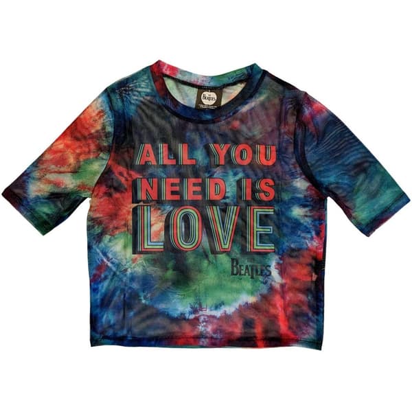 The Beatles Womens/Ladies All You Need Is Love Mesh Crop Top