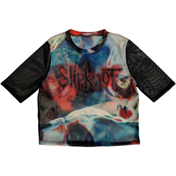 Slipknot Dam/Tjej Face Mesh Logo Crop Top Black S