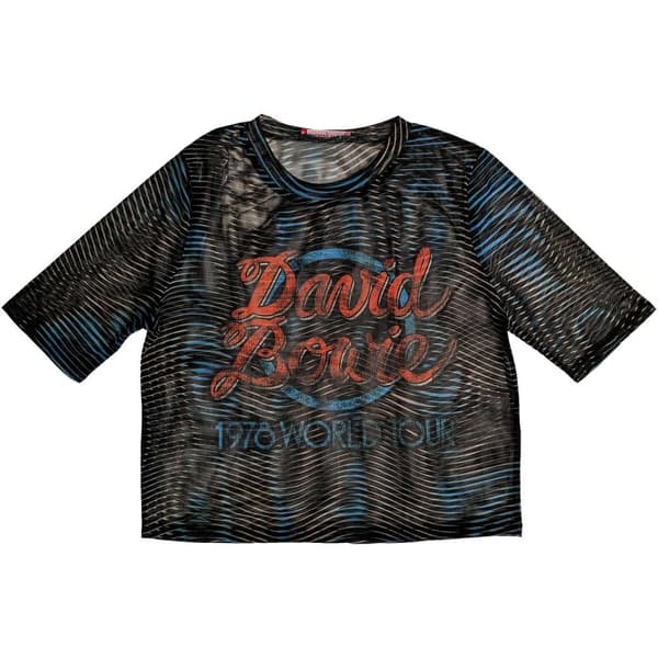 David Bowie Womens/Ladies 1984 World Tour Mesh Crop Top