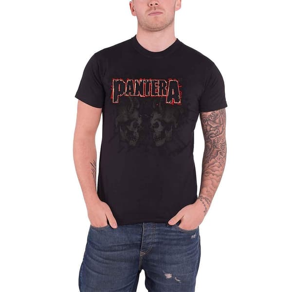 Pantera Unisex vuxen vattenmärkt dödskalle t-shirt i bomull Black S