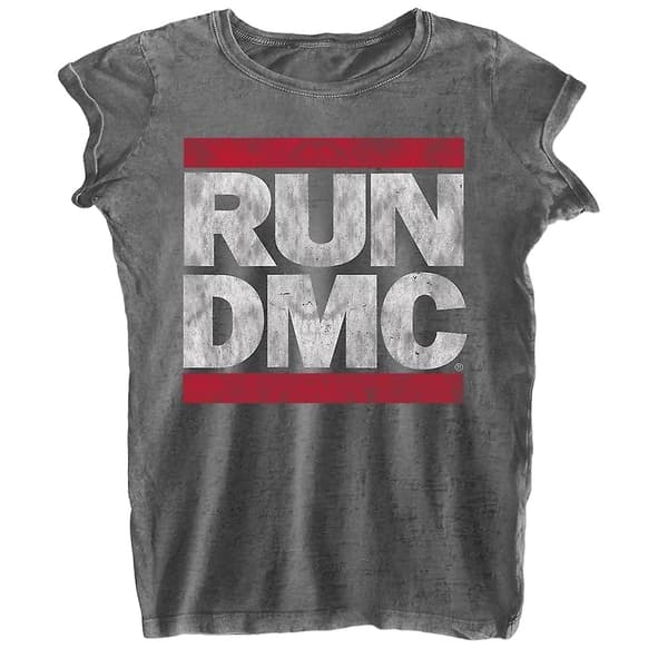 Run DMC T-shirt med udbrændt logo til kvinder/damer