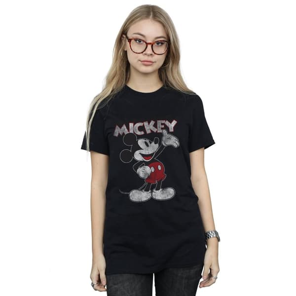 Disney Womens/Ladies Presents Mickey Mouse Cotton Boyfriend T-Shirt