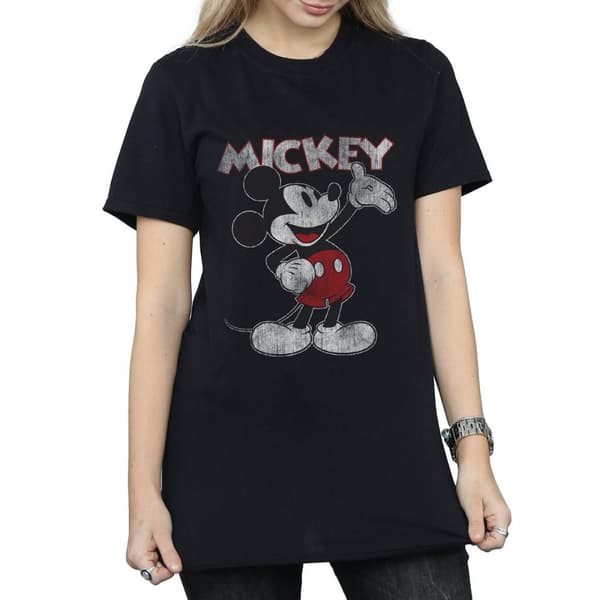 Disney Womens/Ladies Presents Mickey Mouse Cotton Boyfriend T-Shirt