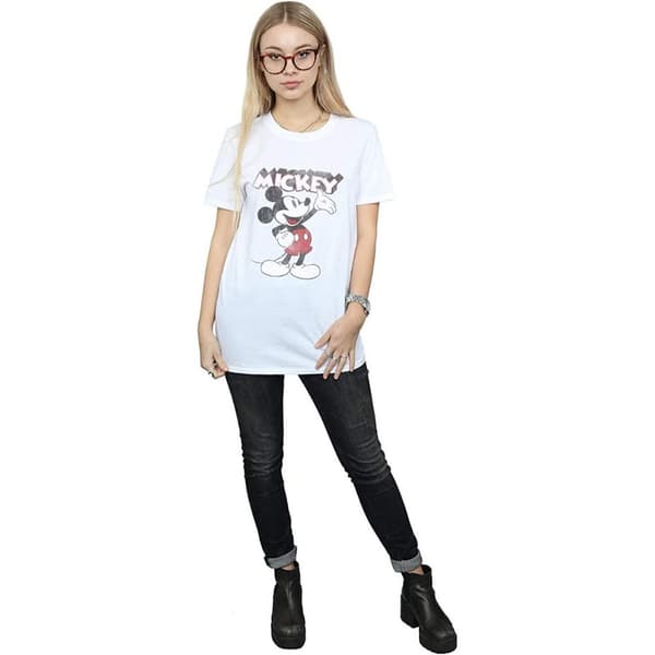 Disney Womens/Ladies Presents Mickey Mouse Cotton Boyfriend T-Shirt