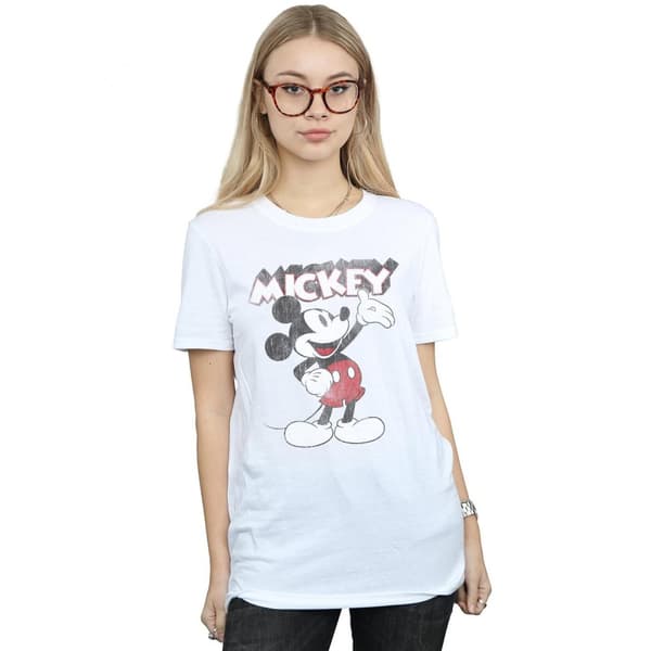 Disney Womens/Ladies Presents Mickey Mouse Cotton Boyfriend T-Shirt