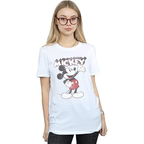 Disney Womens/Ladies Presents Mickey Mouse Cotton Boyfriend T-Shirt
