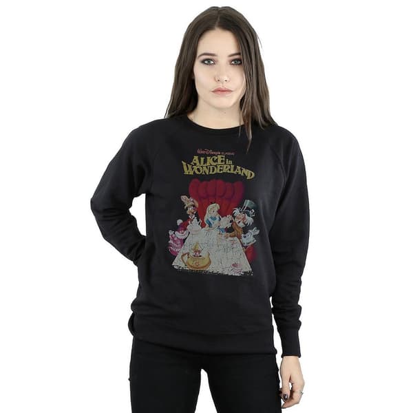 Alice In Wonderland Dam/Pojke Poster Retro Bomulls Sweatshirt