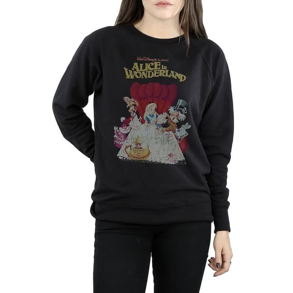 Alice In Wonderland Dam/Pojke Poster Retro Bomulls Sweatshirt