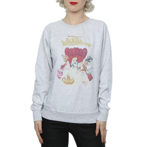 Alice In Wonderland Dam/Pojke Poster Retro Bomulls Sweatshirt