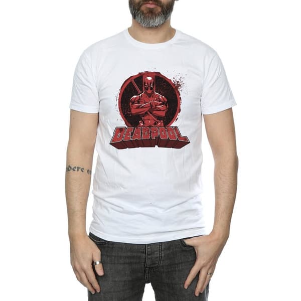 Deadpool Mens Arms Crossed Logo T-Shirt