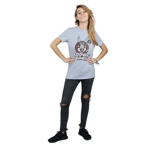 Looney Tunes Womens/Ladies Bugs Bunny Circle Cotton Logo Boyfriend T-Shirt