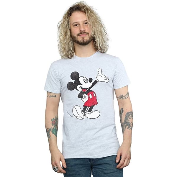 Disney Mens Traditional Wave Mickey Mouse T-Shirt
