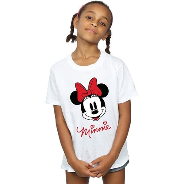 Disney Girls Minnie Mouse Face Cotton T-Shirt