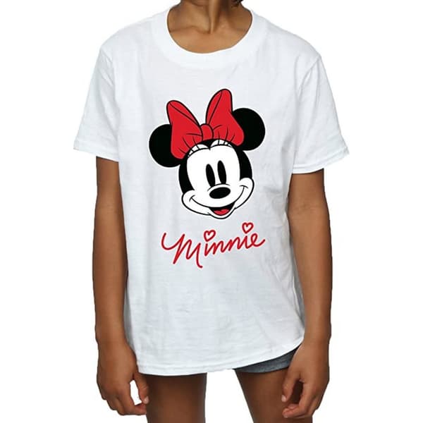 Disney Girls Minnie Mouse Face Cotton T-Shirt