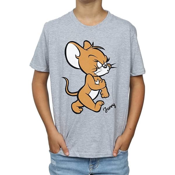 Tom and Jerry Boys Angry Mouse T-Shirt Sports Grey 12-13 Years