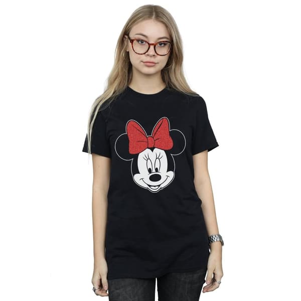 Disney Womens/Ladies Minnie Mouse Head Cotton Boyfriend T-Shirt