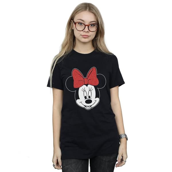 Disney Womens/Ladies Minnie Mouse Head Cotton Boyfriend T-Shirt