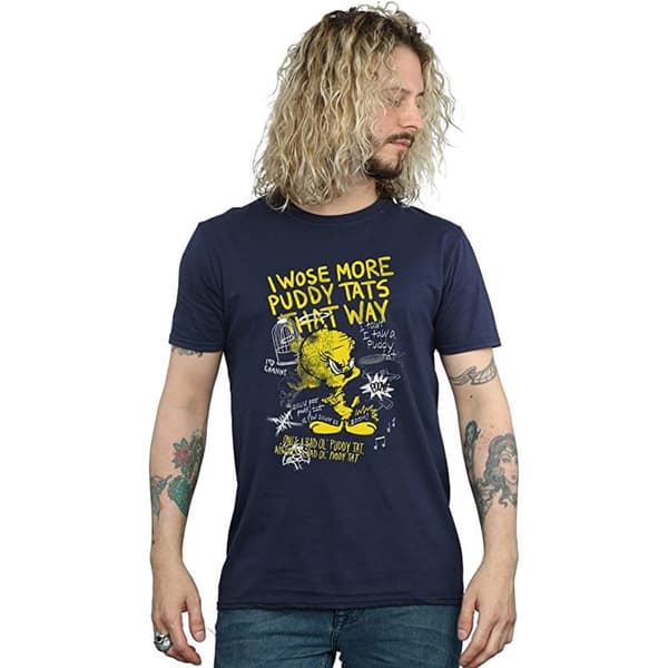 Looney Tunes Mens More Puddy Tats Tweety Cotton T-Shirt