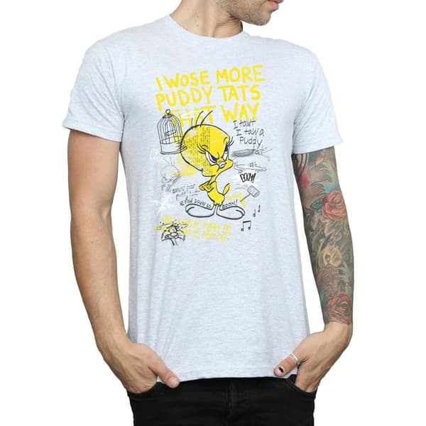Looney Tunes Mens More Puddy Tats Tweety Cotton T-Shirt