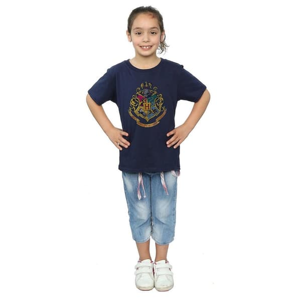 Harry Potter T-shirt i bomull med Hogwarts-emblem för flickor