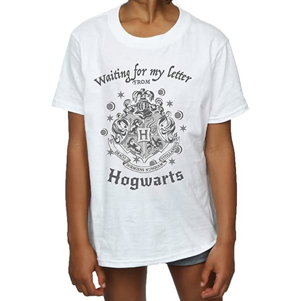 Harry Potter Girls Waiting For My Letter Hogwarts Crest Cotton T-Shirt