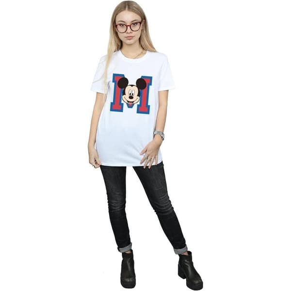 Disney Womens/Ladies M Mickey Mouse Cotton Boyfriend T-Shirt