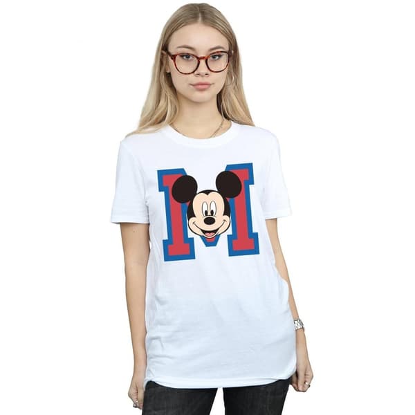 Disney Womens/Ladies M Mickey Mouse Cotton Boyfriend T-Shirt