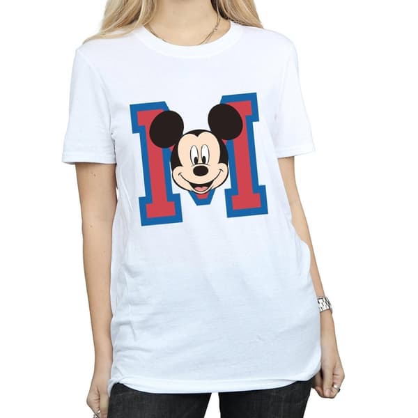 Disney Womens/Ladies M Mickey Mouse Cotton Boyfriend T-Shirt