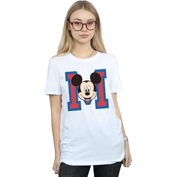 Disney Womens/Ladies M Mickey Mouse Cotton Boyfriend T-Shirt
