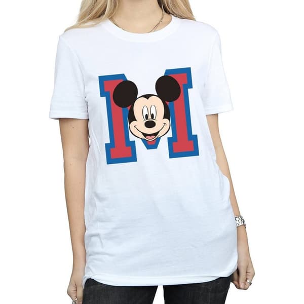 Disney Dam/Tjej M Musse Pigg Boyfriend T-shirt i bomull White M