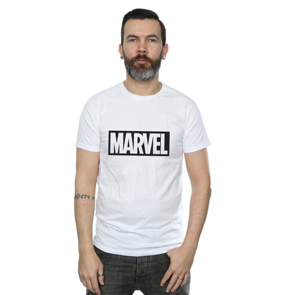 Marvel Mens Outline Cotton Logo T-Shirt