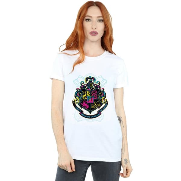 Harry Potter Dam/Tjej Hogwarts Crest Boyfriend T-shirt i bomull