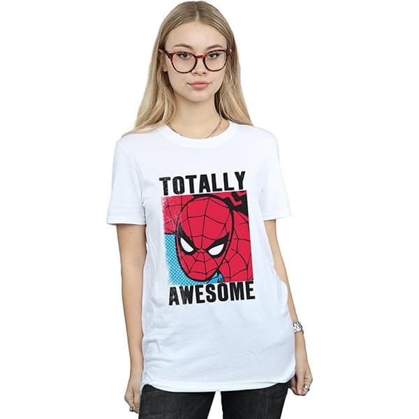 Spider-Man Womens/Ladies Totally Awesome Cotton Boyfriend T-Shirt
