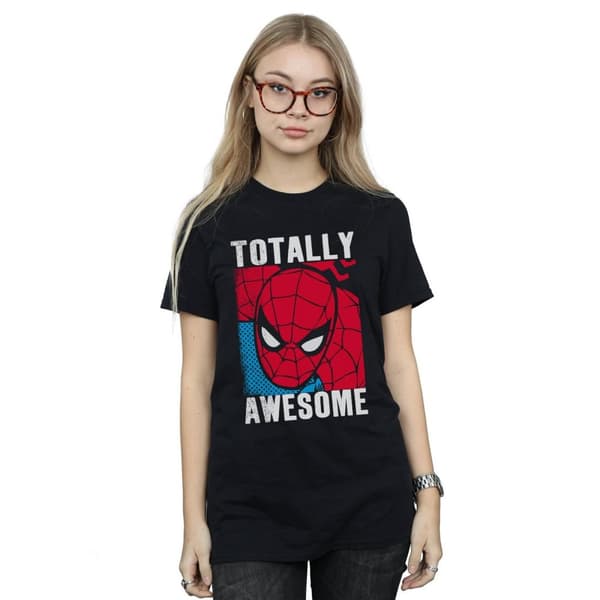 Spider-Man Womens/Ladies Totally Awesome Cotton Boyfriend T-Shirt
