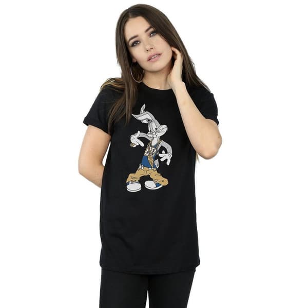 Looney Tunes Dam/dam Rapper Bugs Bunny Boyfriend T-shirt i bomull