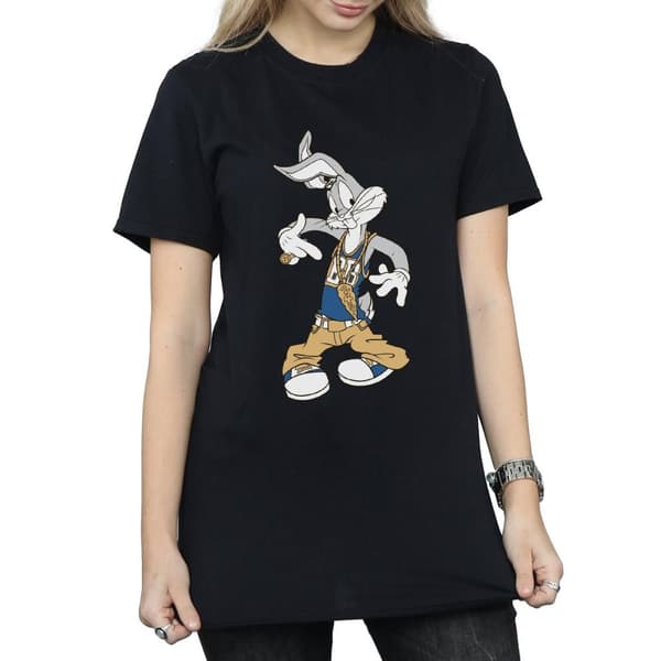 Looney Tunes Dam/dam Rapper Bugs Bunny Boyfriend T-shirt i bomull