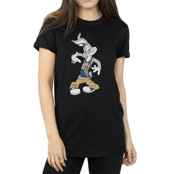 Looney Tunes Dam/dam Rapper Bugs Bunny Boyfriend T-shirt i bomull