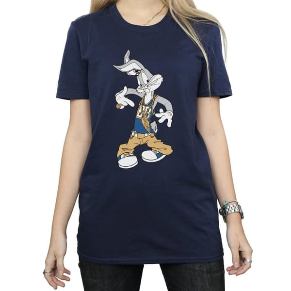 Looney Tunes Dam/dam Rapper Bugs Bunny Boyfriend T-shirt i bomull