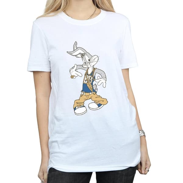 Looney Tunes Dam/dam Rapper Bugs Bunny Boyfriend T-shirt i bomull