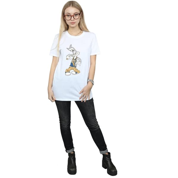 Looney Tunes Dam/dam Rapper Bugs Bunny Boyfriend T-shirt i bomull