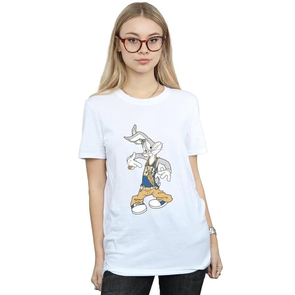 Looney Tunes Dam/dam Rapper Bugs Bunny Boyfriend T-shirt i bomull