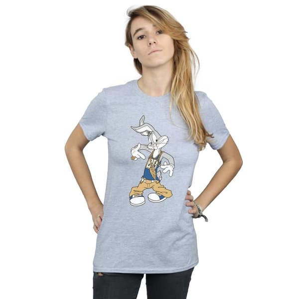 Looney Tunes Dam/dam Rapper Bugs Bunny Boyfriend T-shirt i bomull