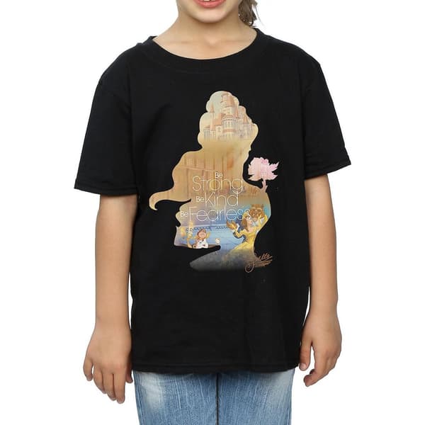 Beauty And The Beast Girls Belle Silhouette Cotton T-Shirt