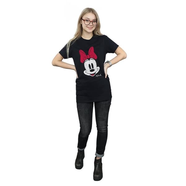 Disney Womens/Ladies Mickey Mouse Distressed Cotton Boyfriend T-Shirt