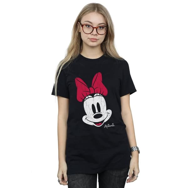 Disney Womens/Ladies Mickey Mouse Distressed Cotton Boyfriend T-Shirt