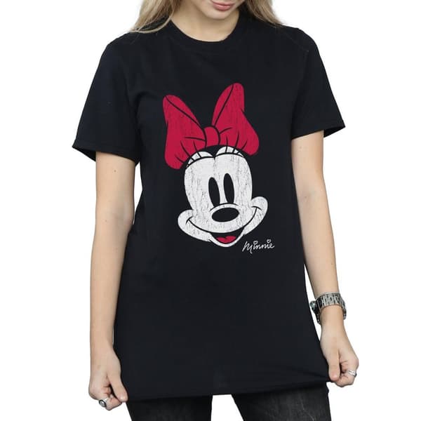 Disney Womens/Ladies Mickey Mouse Distressed Cotton Boyfriend T-Shirt
